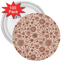Retro Sketchy Floral Patterns 3  Buttons (100 Pack)  by TastefulDesigns