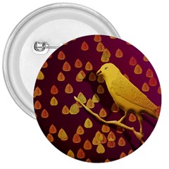 Bird Design Wall Golden Color 3  Buttons by Simbadda