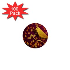 Bird Design Wall Golden Color 1  Mini Buttons (100 Pack)  by Simbadda