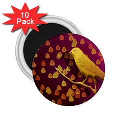 Bird Design Wall Golden Color 2 25  Magnets (10 Pack)  by Simbadda