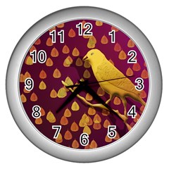 Bird Design Wall Golden Color Wall Clocks (silver) 