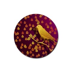 Bird Design Wall Golden Color Rubber Coaster (round)  by Simbadda