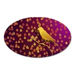 Bird Design Wall Golden Color Oval Magnet Front