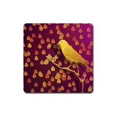 Bird Design Wall Golden Color Square Magnet by Simbadda