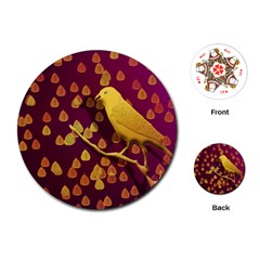 Bird Design Wall Golden Color Playing Cards (round)  by Simbadda