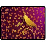 Bird Design Wall Golden Color Fleece Blanket (Large)  80 x60  Blanket Front