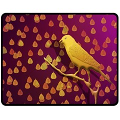 Bird Design Wall Golden Color Fleece Blanket (medium)  by Simbadda