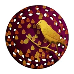 Bird Design Wall Golden Color Ornament (round Filigree) by Simbadda