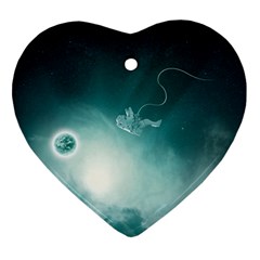 Astronaut Space Travel Gravity Ornament (heart) by Simbadda