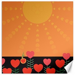 Love Heart Valentine Sun Flowers Canvas 16  X 16   by Simbadda