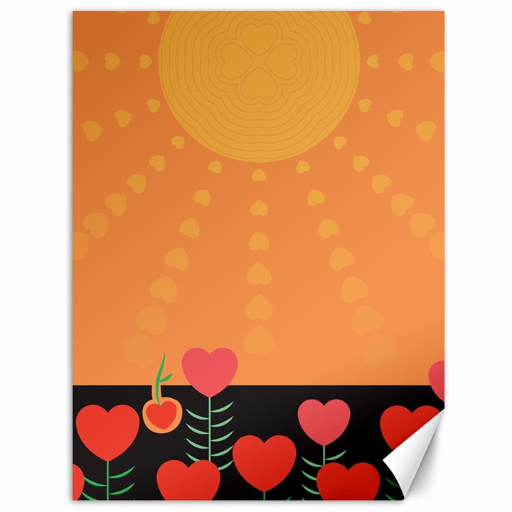 Love Heart Valentine Sun Flowers Canvas 36  x 48  