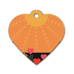 Love Heart Valentine Sun Flowers Dog Tag Heart (one Side) by Simbadda