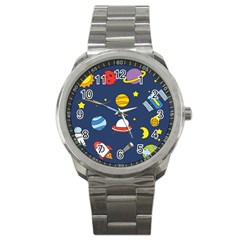 Space Background Design Sport Metal Watch by Simbadda