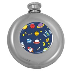 Space Background Design Round Hip Flask (5 Oz)