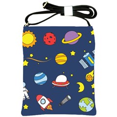 Space Background Design Shoulder Sling Bags by Simbadda