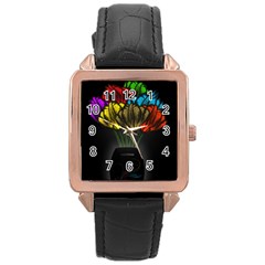 Flowers Painting Still Life Plant Rose Gold Leather Watch  by Simbadda