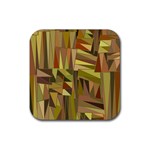 Earth Tones Geometric Shapes Unique Rubber Coaster (Square)  Front