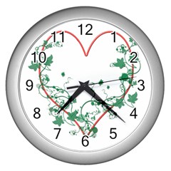 Heart Ranke Nature Romance Plant Wall Clocks (silver) 