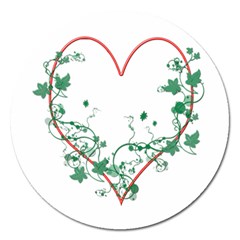 Heart Ranke Nature Romance Plant Magnet 5  (round) by Simbadda