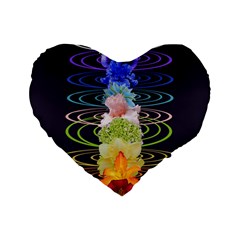 Chakra Spiritual Flower Energy Standard 16  Premium Flano Heart Shape Cushions