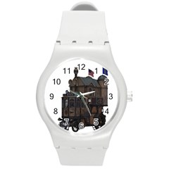 Steampunk Lock Fantasy Home Round Plastic Sport Watch (m) by Simbadda