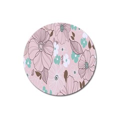 Background Texture Flowers Leaves Buds Magnet 3  (round) by Simbadda