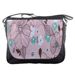 Background Texture Flowers Leaves Buds Messenger Bags by Simbadda