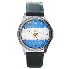 Argentina Texture Background Round Metal Watch