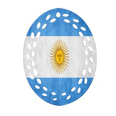 Argentina Texture Background Oval Filigree Ornament (Two Sides)