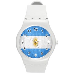 Argentina Texture Background Round Plastic Sport Watch (M)