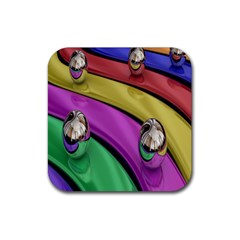 Balloons Colorful Rainbow Metal Rubber Coaster (square)  by Simbadda