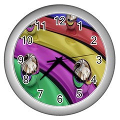 Balloons Colorful Rainbow Metal Wall Clocks (silver) 