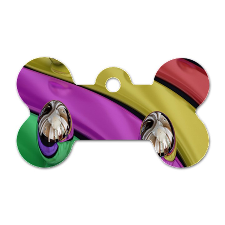 Balloons Colorful Rainbow Metal Dog Tag Bone (Two Sides)