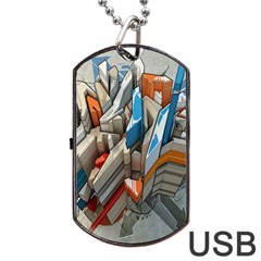 Abstraction Imagination City District Building Graffiti Dog Tag USB Flash (Two Sides)