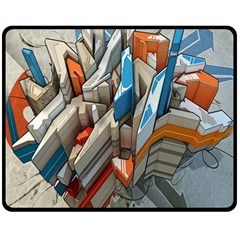 Abstraction Imagination City District Building Graffiti Double Sided Fleece Blanket (medium)  by Simbadda