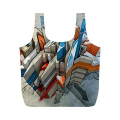 Abstraction Imagination City District Building Graffiti Full Print Recycle Bags (M) 