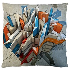 Abstraction Imagination City District Building Graffiti Large Flano Cushion Case (Two Sides)