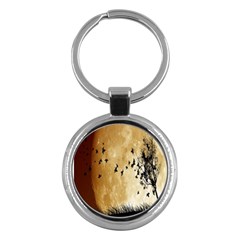 Birds Sky Planet Moon Shadow Key Chains (round)  by Simbadda