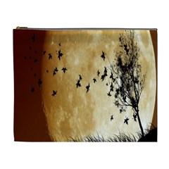 Birds Sky Planet Moon Shadow Cosmetic Bag (xl) by Simbadda