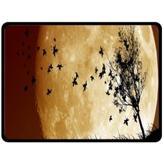 Birds Sky Planet Moon Shadow Fleece Blanket (large) 