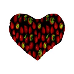 Berry Strawberry Many Standard 16  Premium Flano Heart Shape Cushions by Simbadda