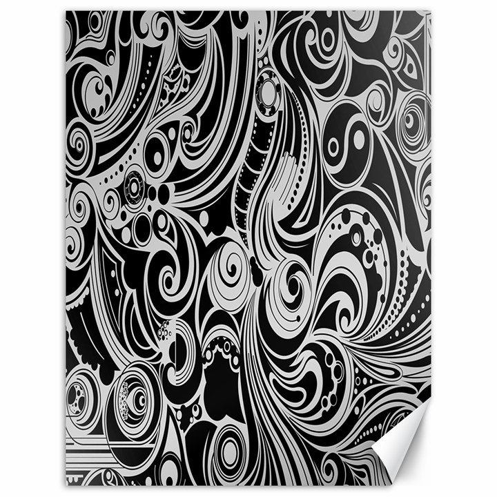 Black White Pattern Shape Patterns Canvas 12  x 16  