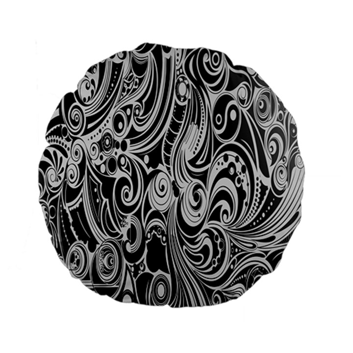 Black White Pattern Shape Patterns Standard 15  Premium Flano Round Cushions