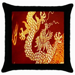Fabric Pattern Dragon Embroidery Texture Throw Pillow Case (black) by Simbadda