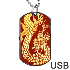 Fabric Pattern Dragon Embroidery Texture Dog Tag Usb Flash (one Side) by Simbadda