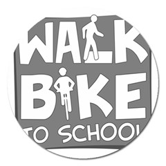 Bicycle Walk Bike School Sign Grey Magnet 5  (round) by Alisyart