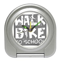Bicycle Walk Bike School Sign Grey Travel Alarm Clocks