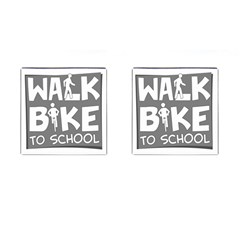Bicycle Walk Bike School Sign Grey Cufflinks (square) by Alisyart
