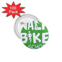 Bicycle Walk Bike School Sign Green Blue 1.75  Buttons (100 pack) 