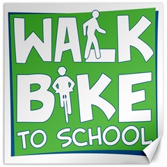 Bicycle Walk Bike School Sign Green Blue Canvas 20  x 20  